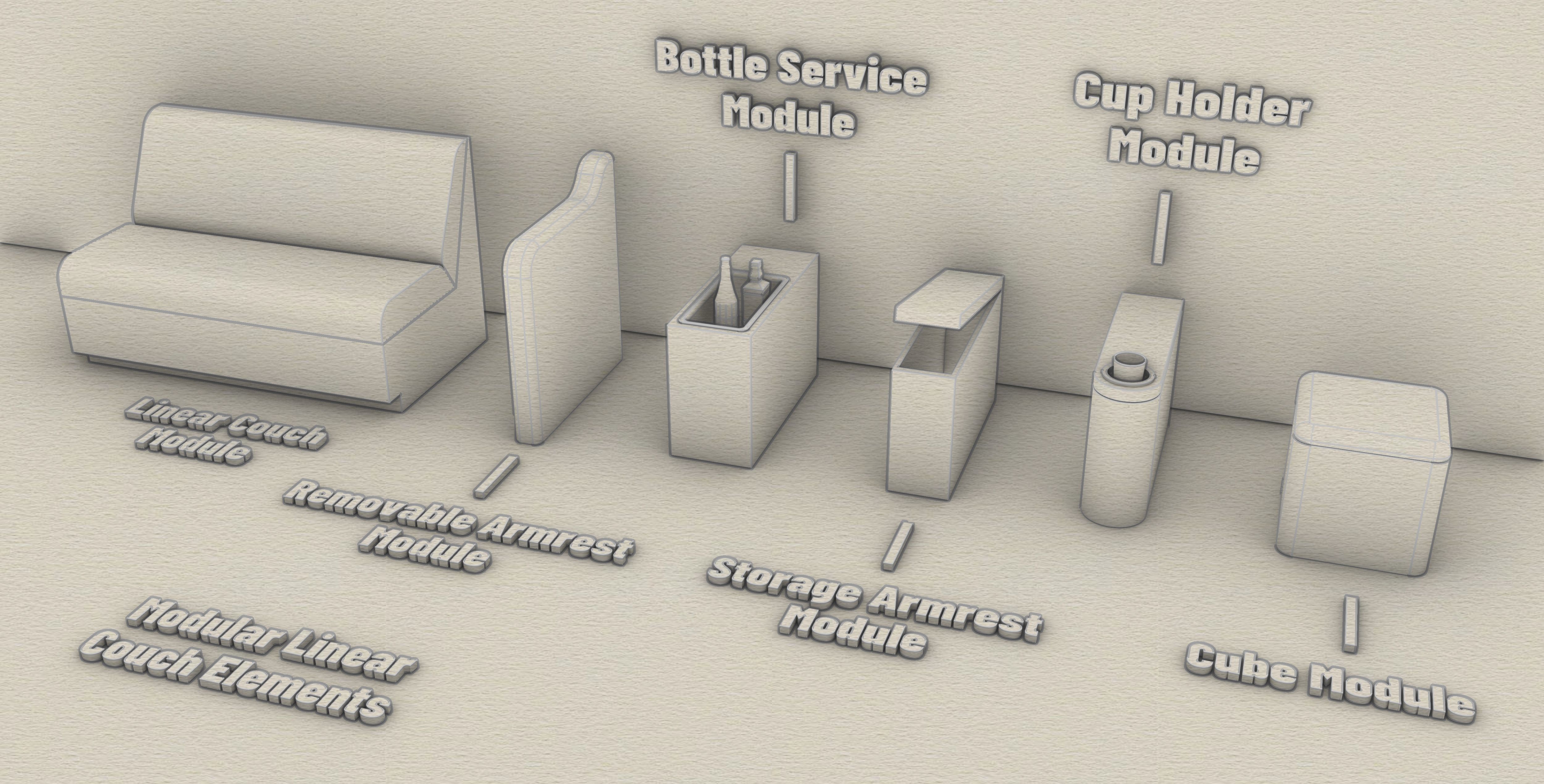 MODULAR LINEAR nightclub couch accessories