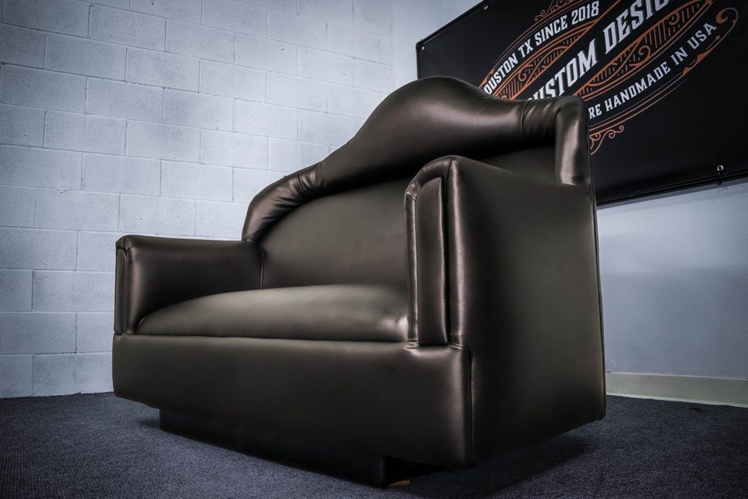 love seat black vinyl side view