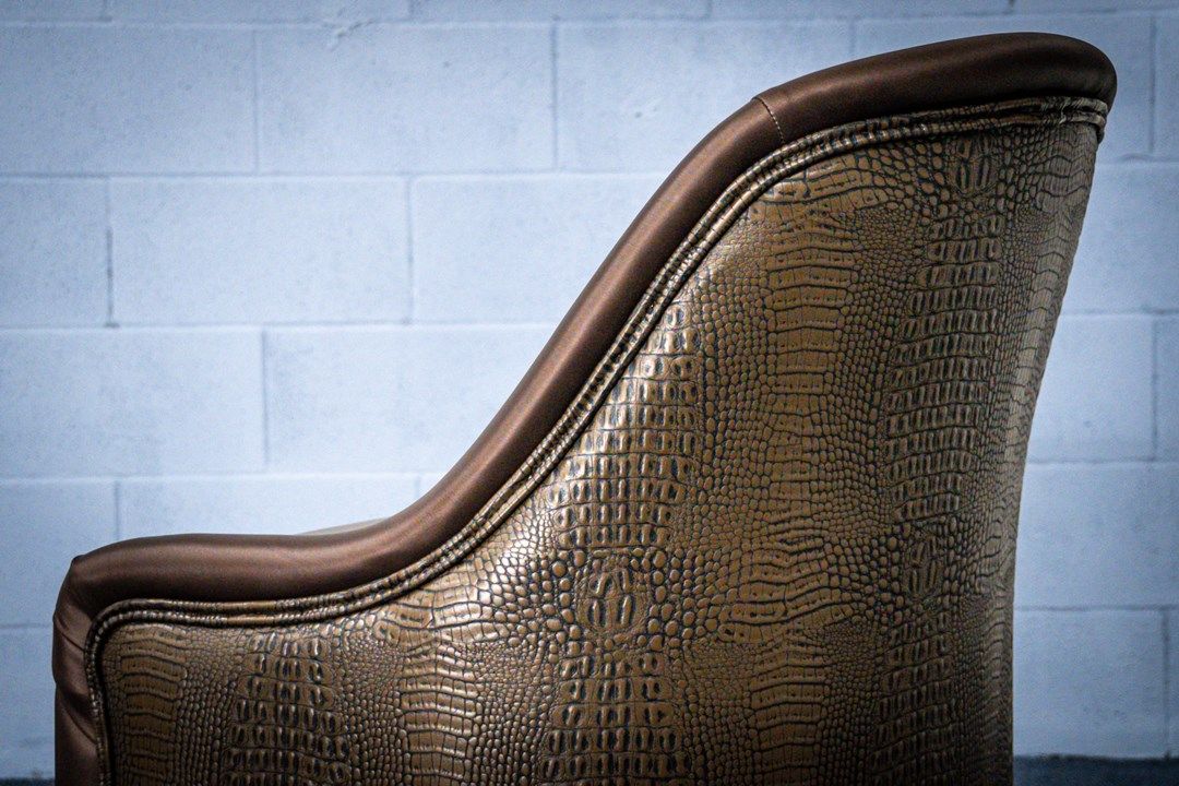 hybrid nightclub barrel chair crock skin detail