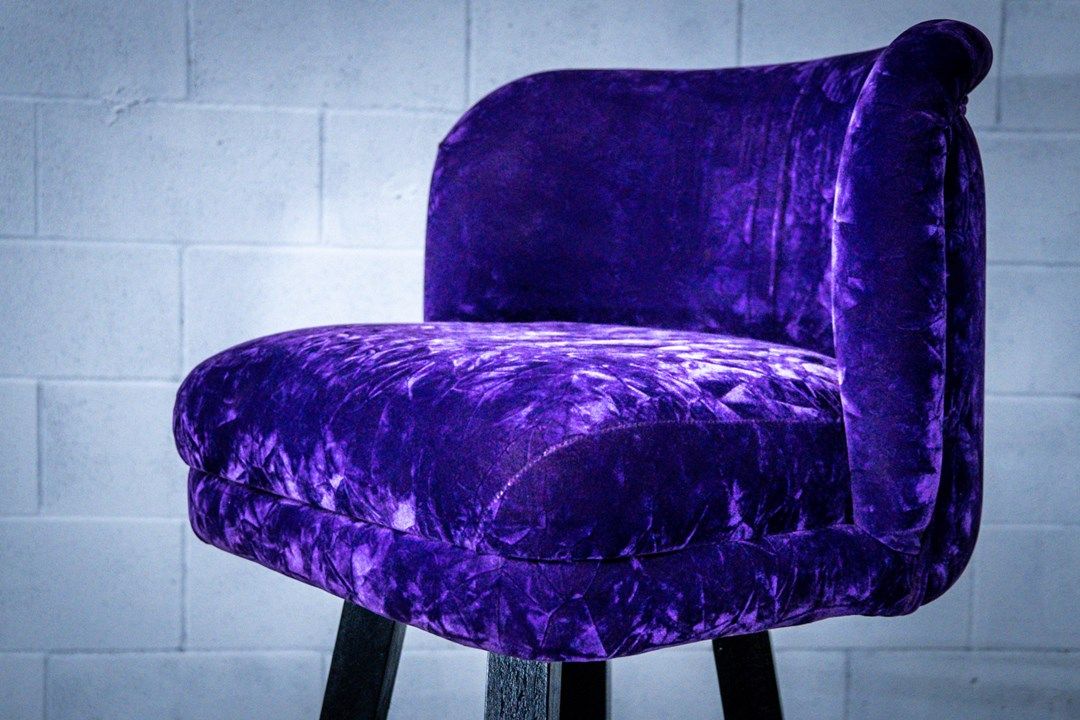 Purple velvet bar stool